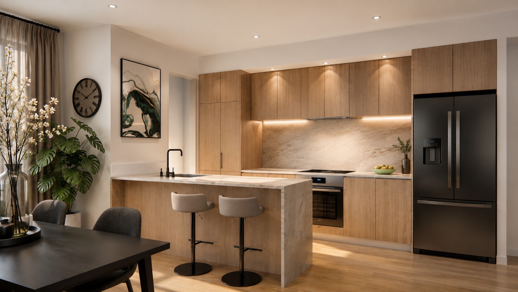 Kitchen render, Bayside Townhouses